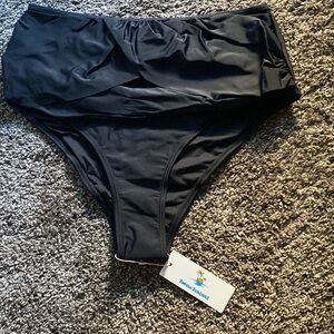 Beachsissi Womens Swim Bottoms Black Layered Crisscross Front sz XL NWT